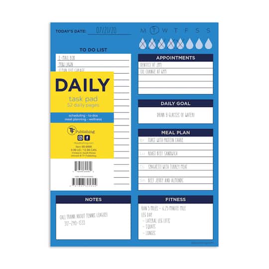 TF Publishing Bright Blue Day Daily Task Pad